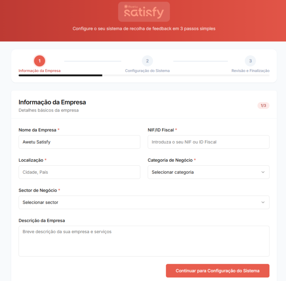 Configuração da Empresa